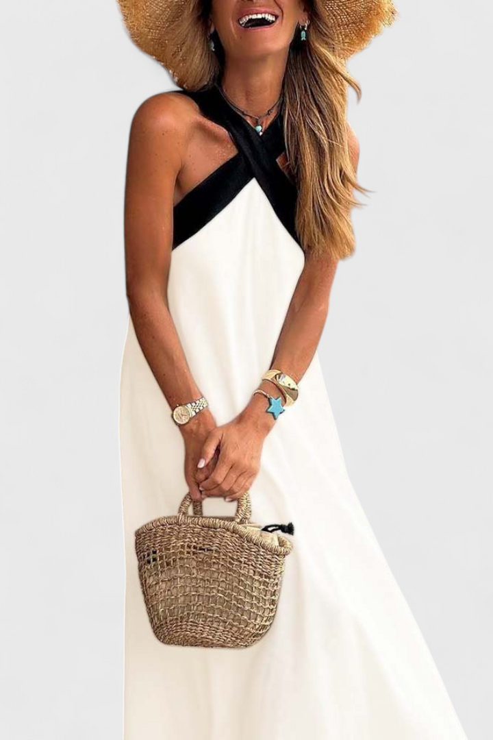 Vestido Edith con Cuello Cruzado y Espalda Abierta
