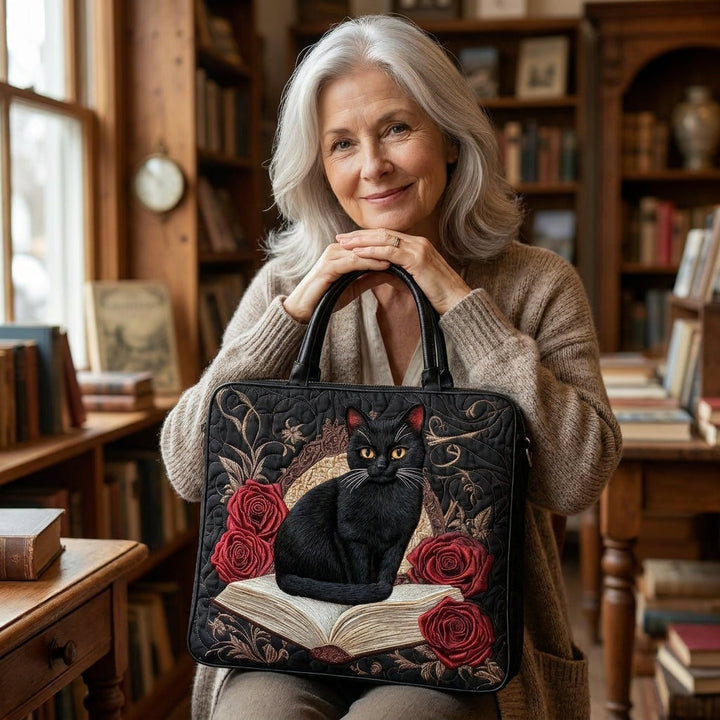 Bolso Artesanal – Gato Negro sobre Libros