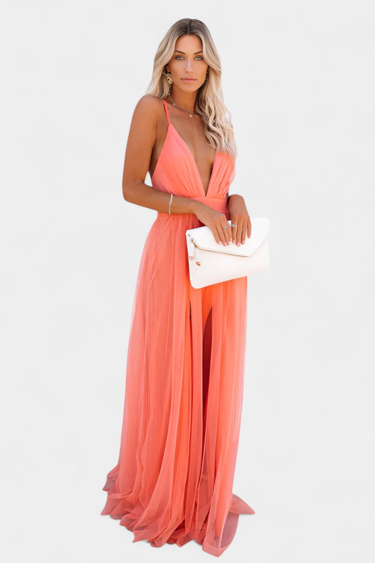Vestido Maxi de Tul Sin Mangas Gergana