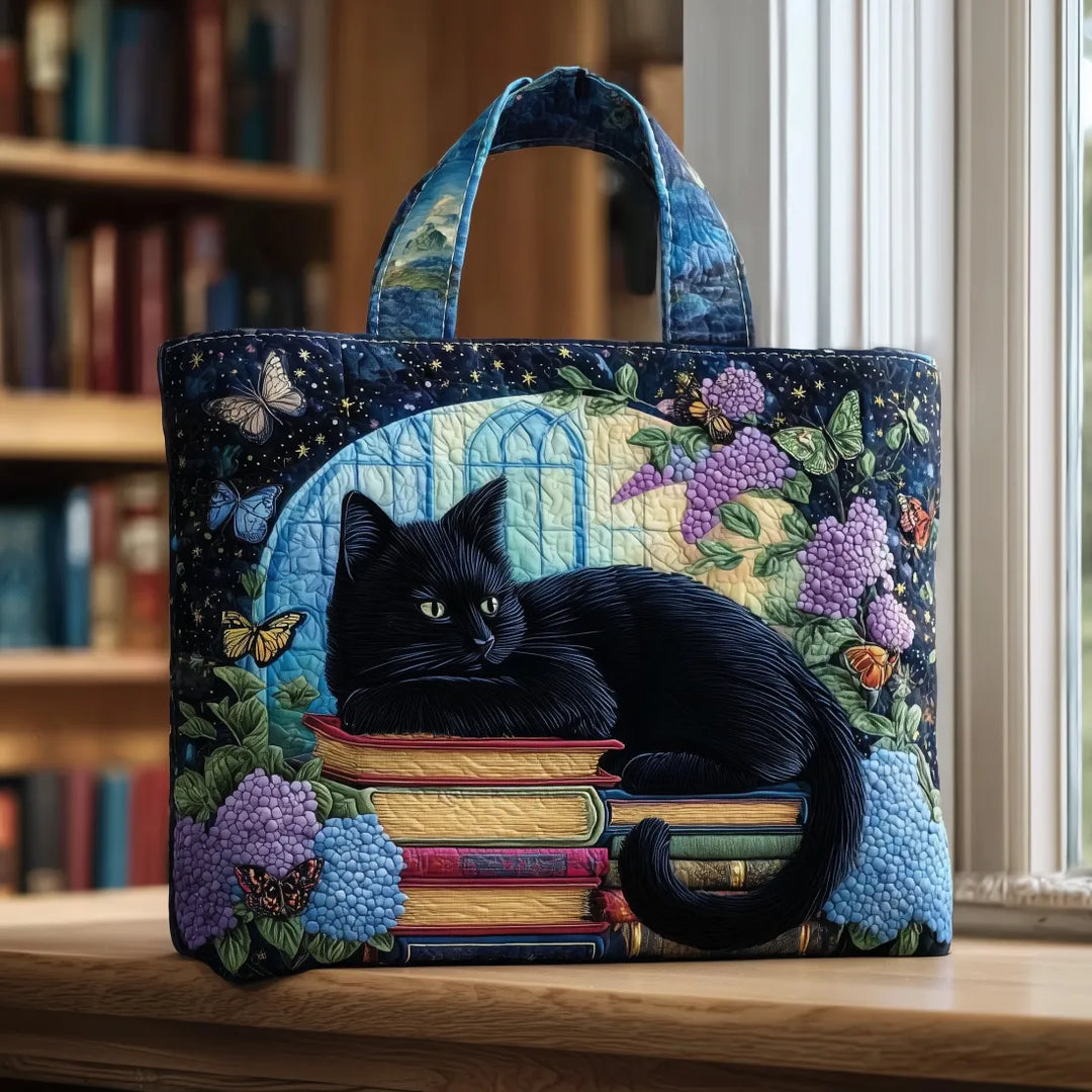 Bolso Artesanal – Gato Negro sobre Libros