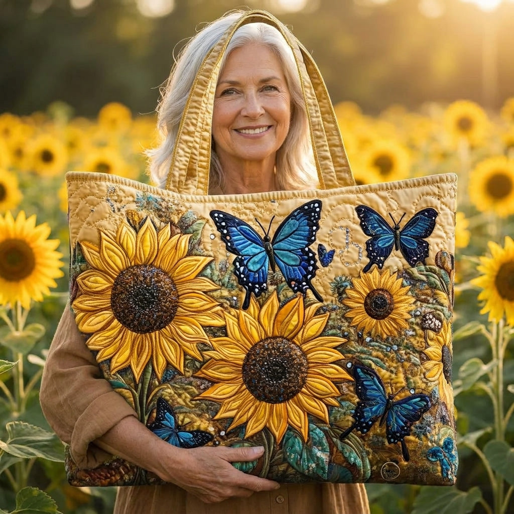 Bolso Artesanal – Girasoles y Mariposas Azules