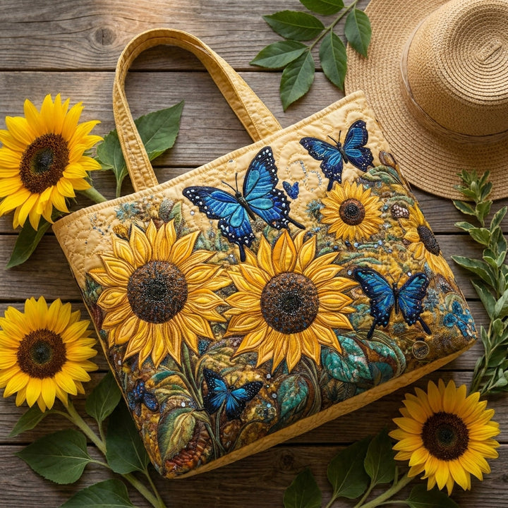 Bolso Artesanal – Girasoles y Mariposas Azules