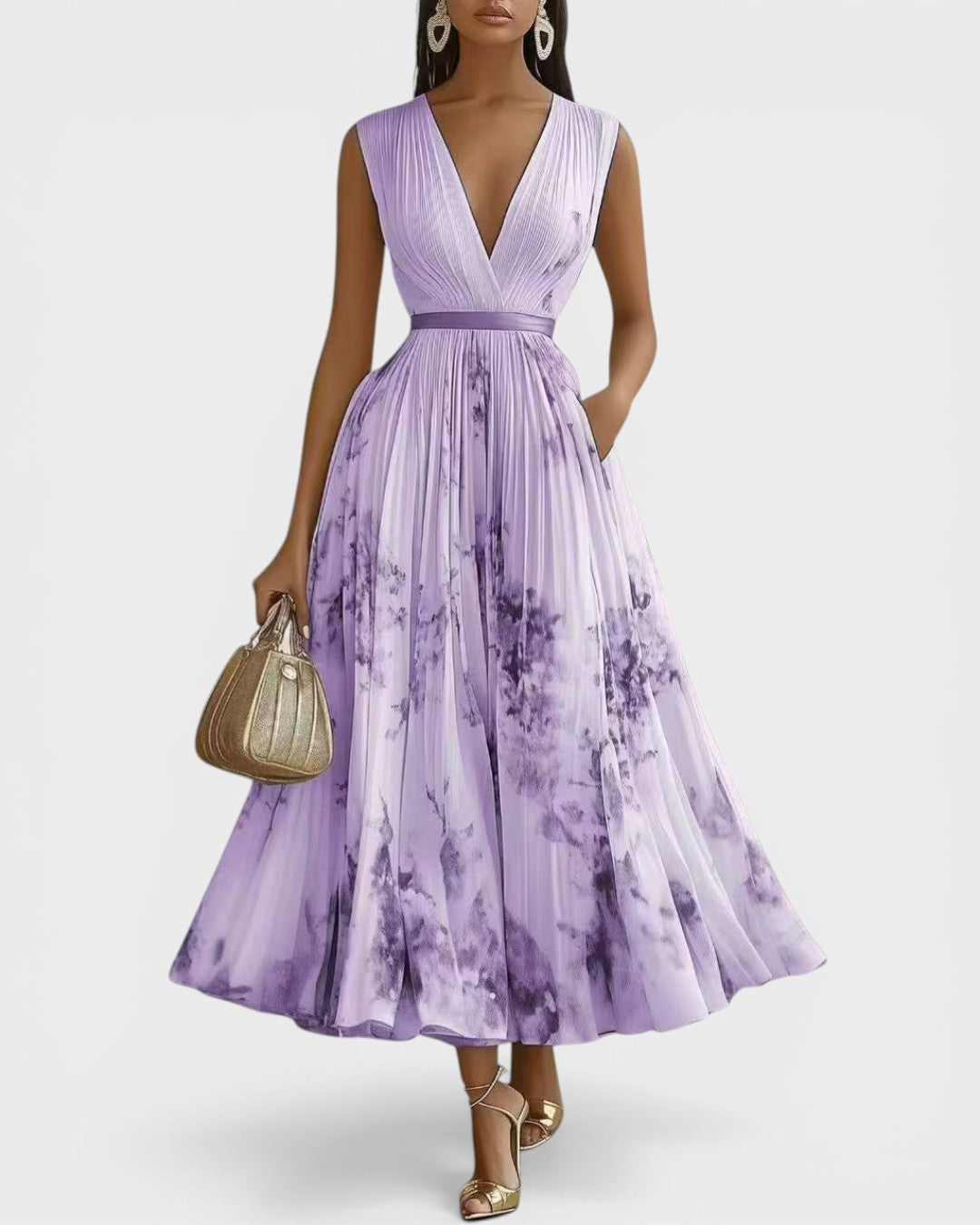 Ariadna™ | Vestido plisado floral elegante