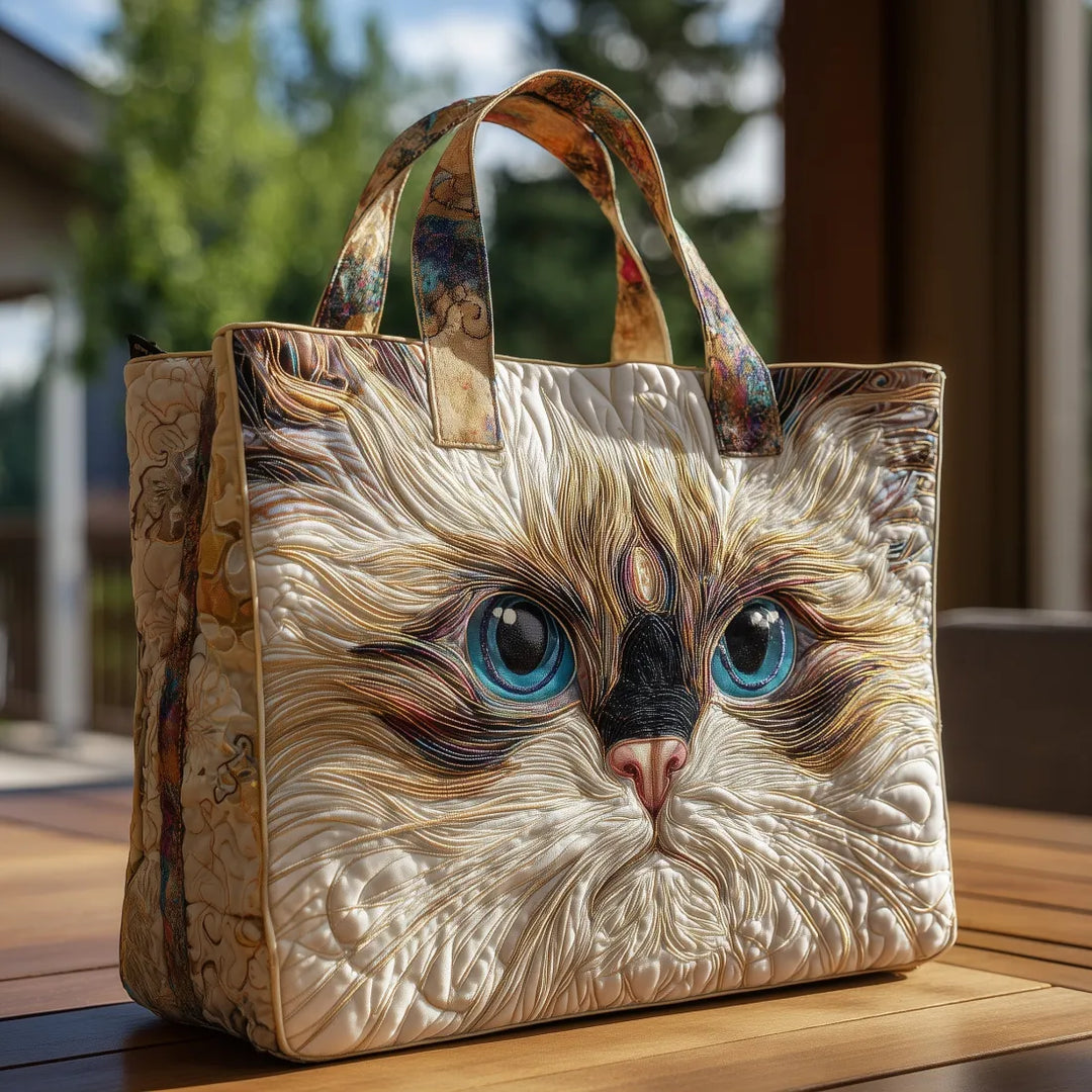 Bolso Artesanal – Gato Blanco de Ojos Azules