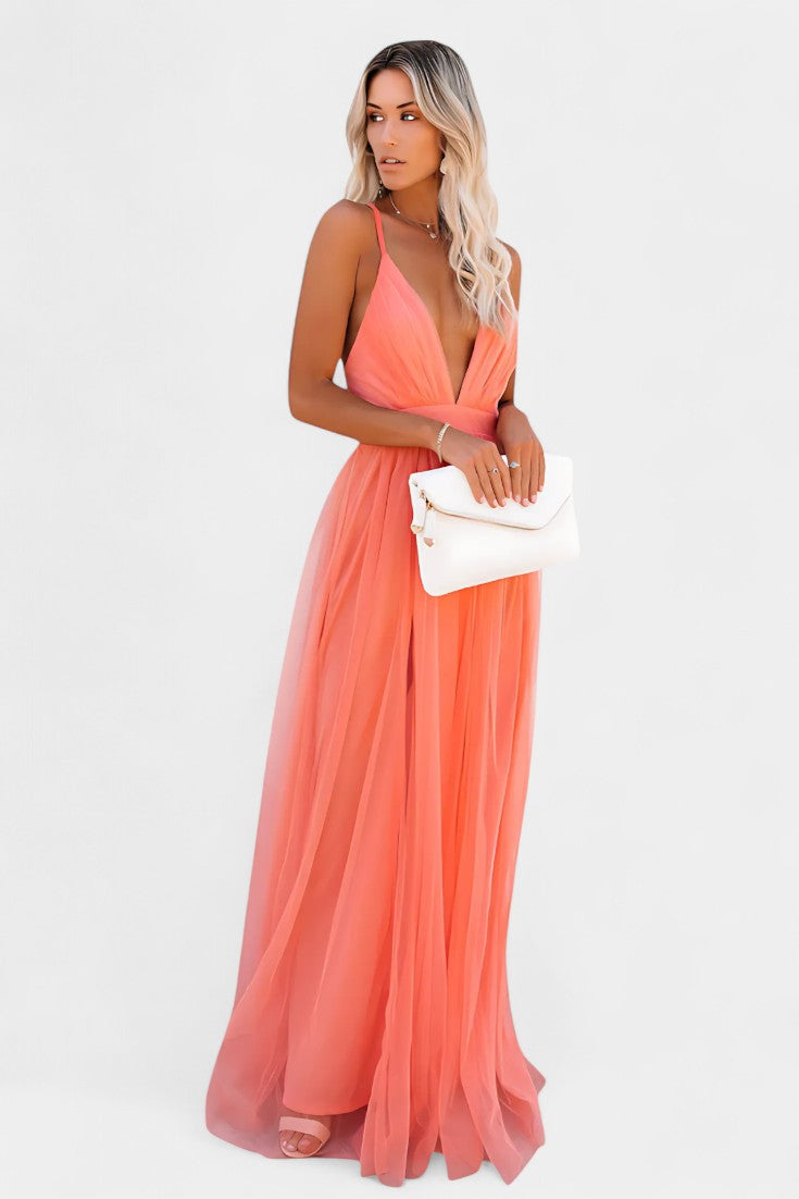 Vestido Maxi de Tul Sin Mangas Gergana