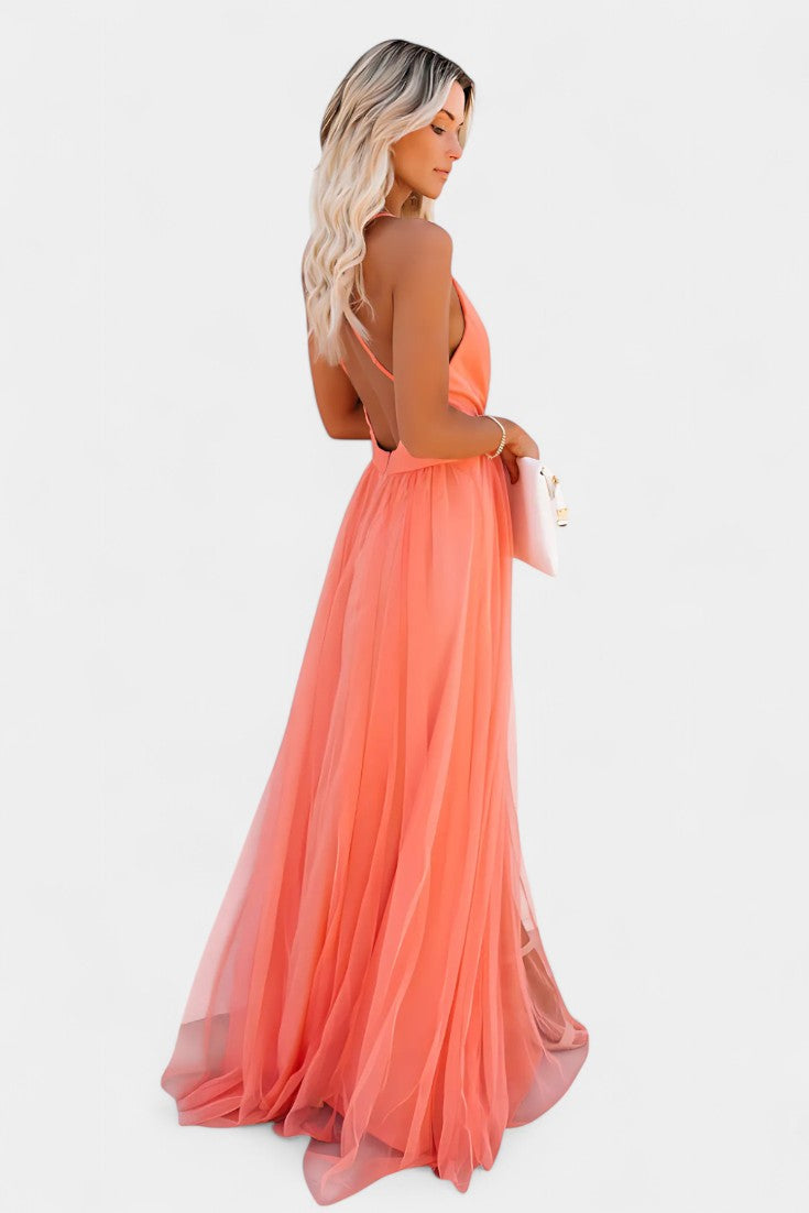 Vestido Maxi de Tul Sin Mangas Gergana
