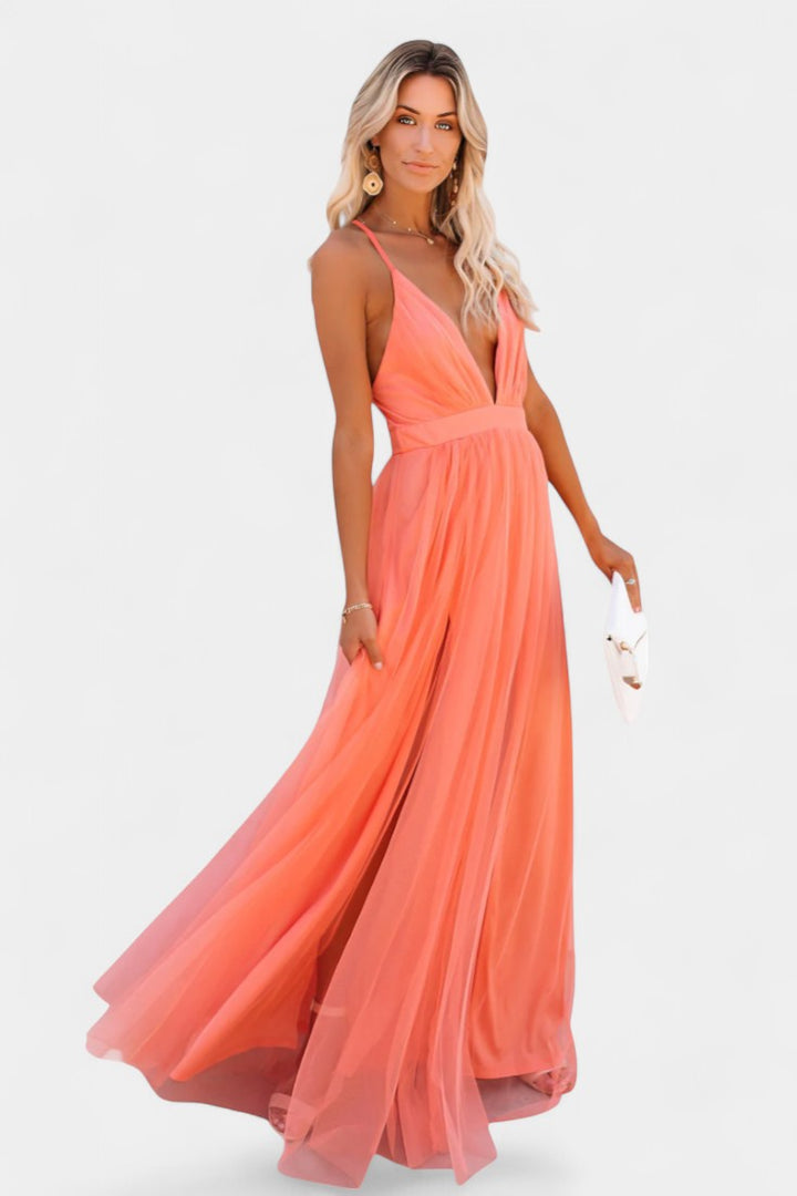 Vestido Maxi de Tul Sin Mangas Gergana