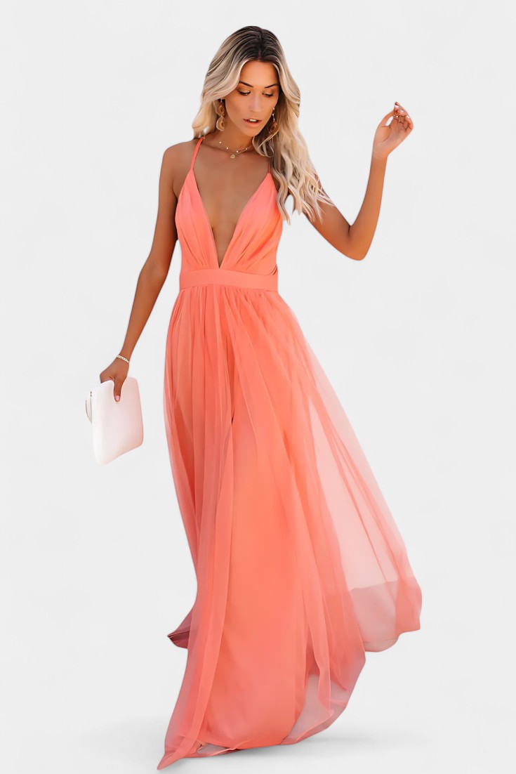 Vestido Maxi de Tul Sin Mangas Gergana