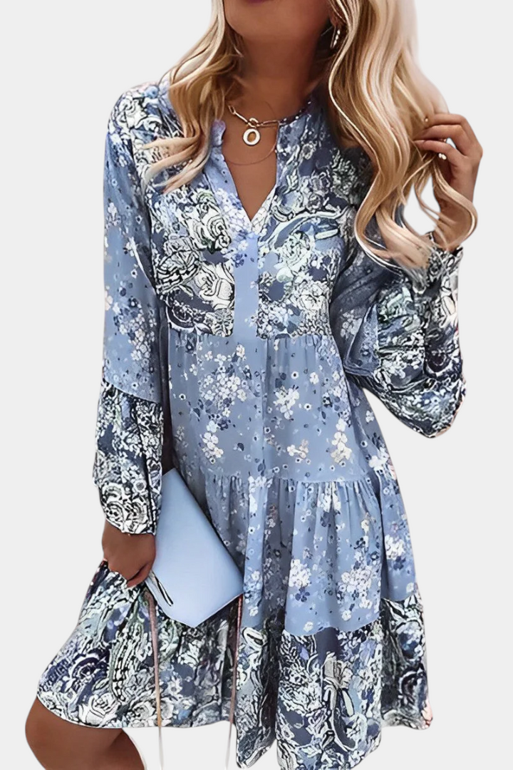 Vestido Boho Floral Mini A-Line Vera
