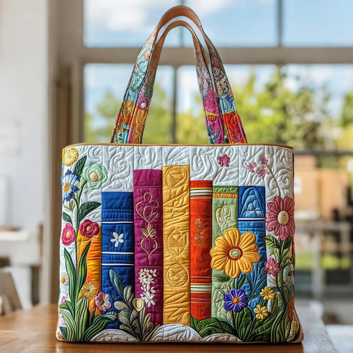 Quiltad väska – Blommigt bibliotek