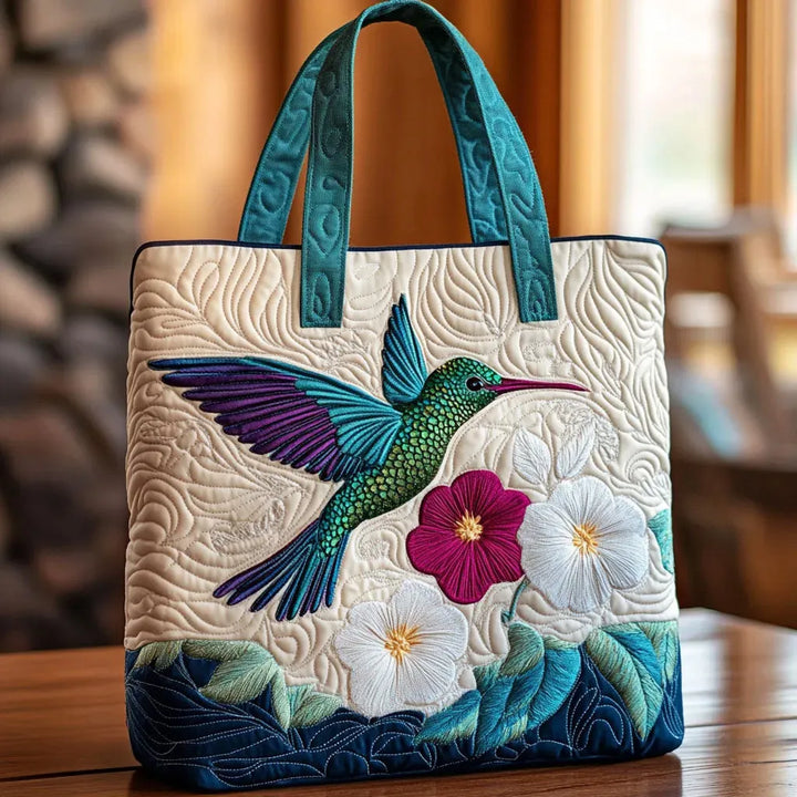 Bolso Artesanal – Colibrí y Flor Blanca
