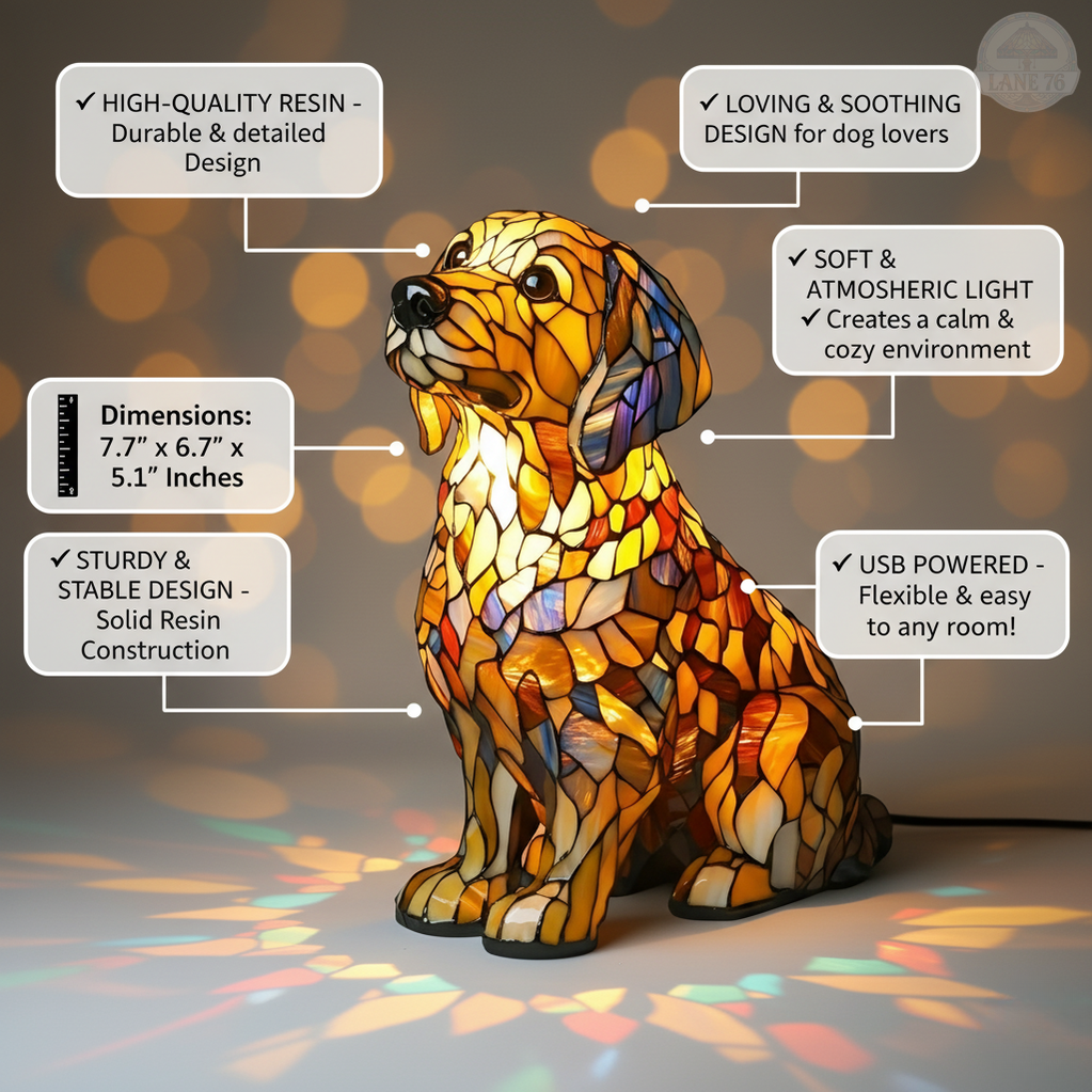 Lámpara Artesanal – Buddy Golden Retriever Espiritual Radiante