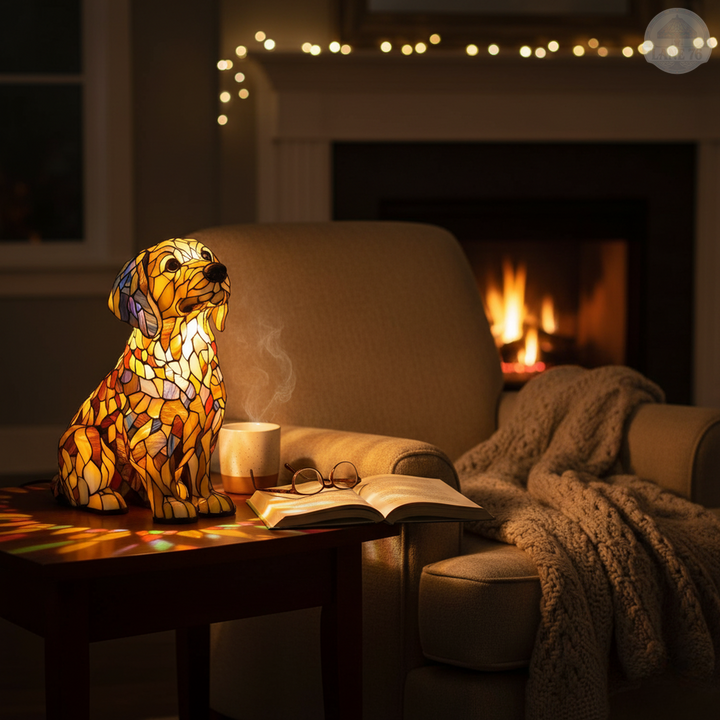 Lámpara Artesanal – Buddy Golden Retriever Espiritual Radiante