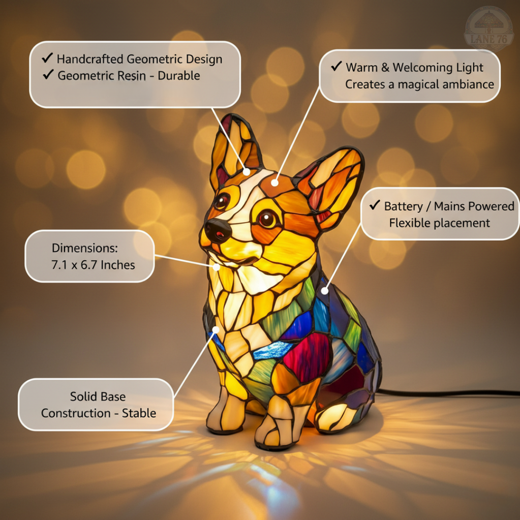 Lámpara Artesanal – Corgi Feliz
