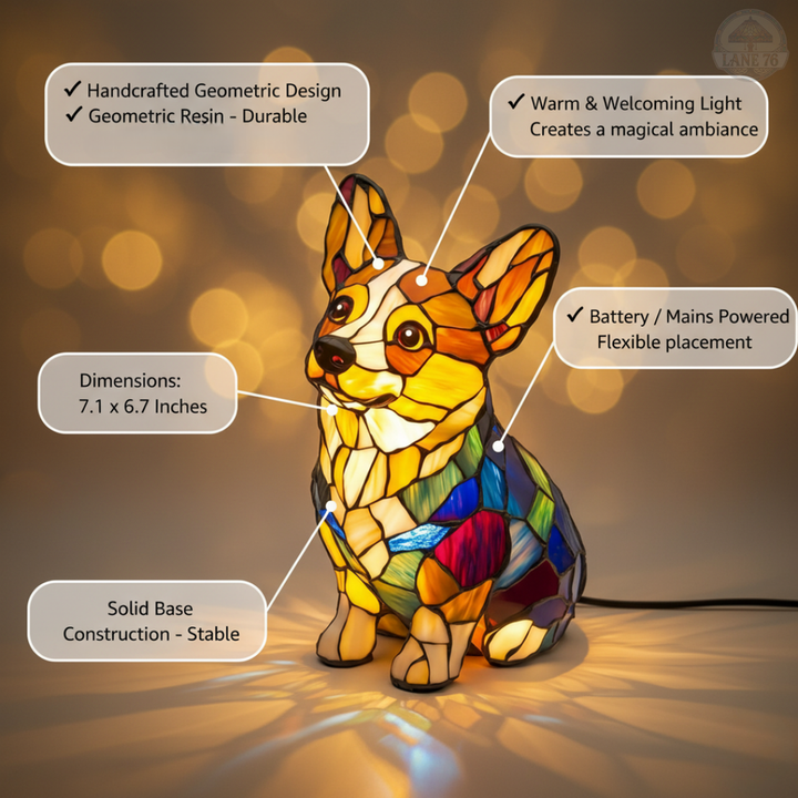 Lámpara Artesanal – Corgi Feliz