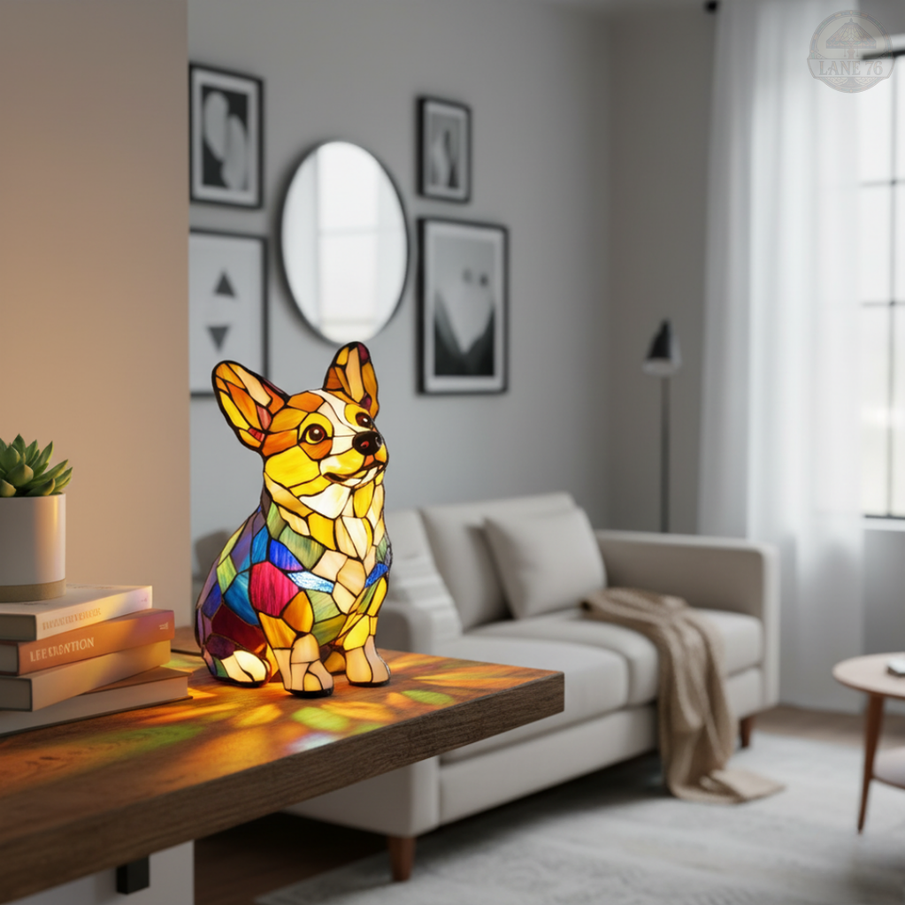 Lámpara Artesanal – Corgi Feliz