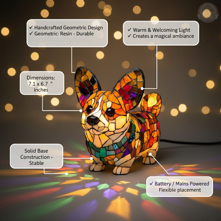 Lámpara Artesanal – Corgi Radiante