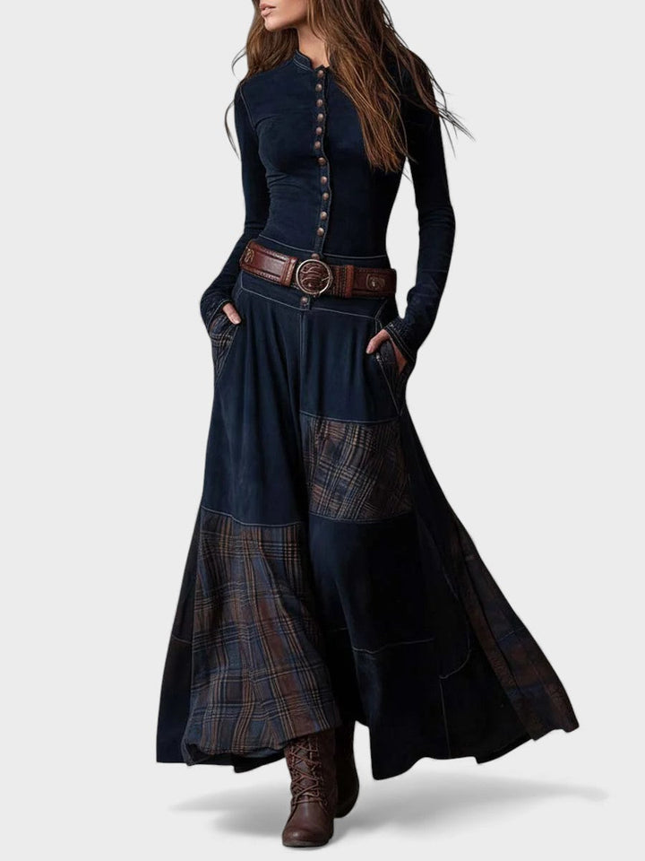Marina™ | Vestido maxi de ante con cinturón