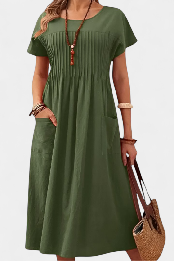 Vestido Lottie de Largo Medio con Bolsillos