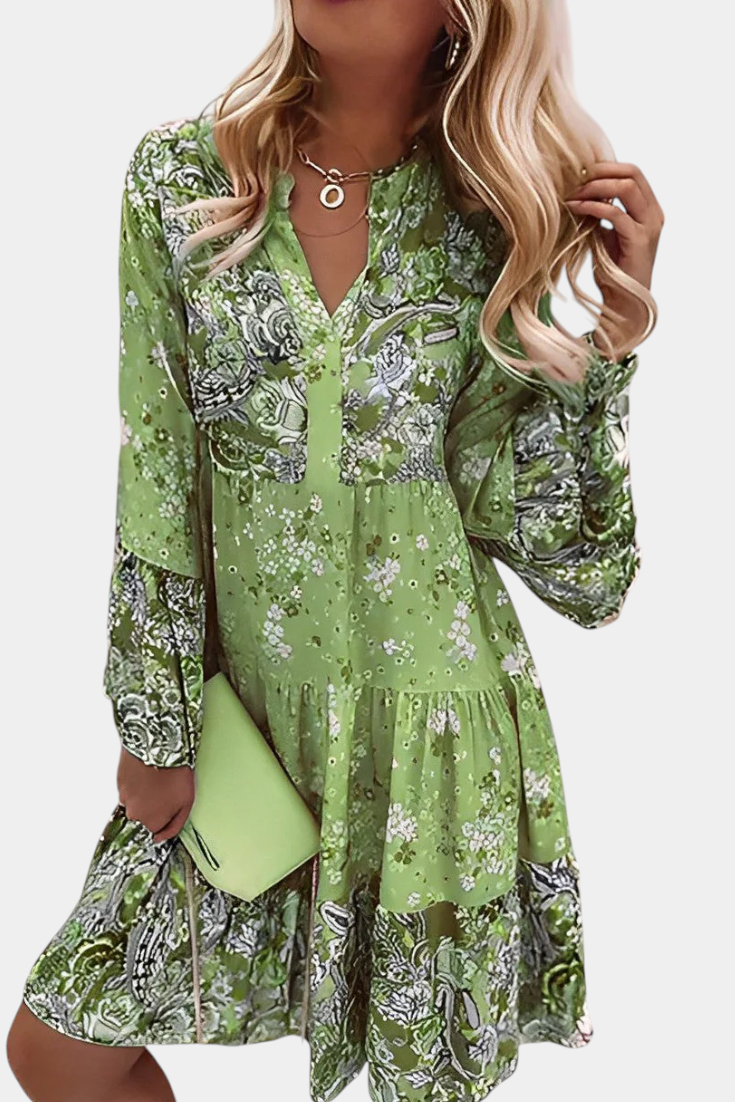 Vestido Boho Floral Mini A-Line Vera