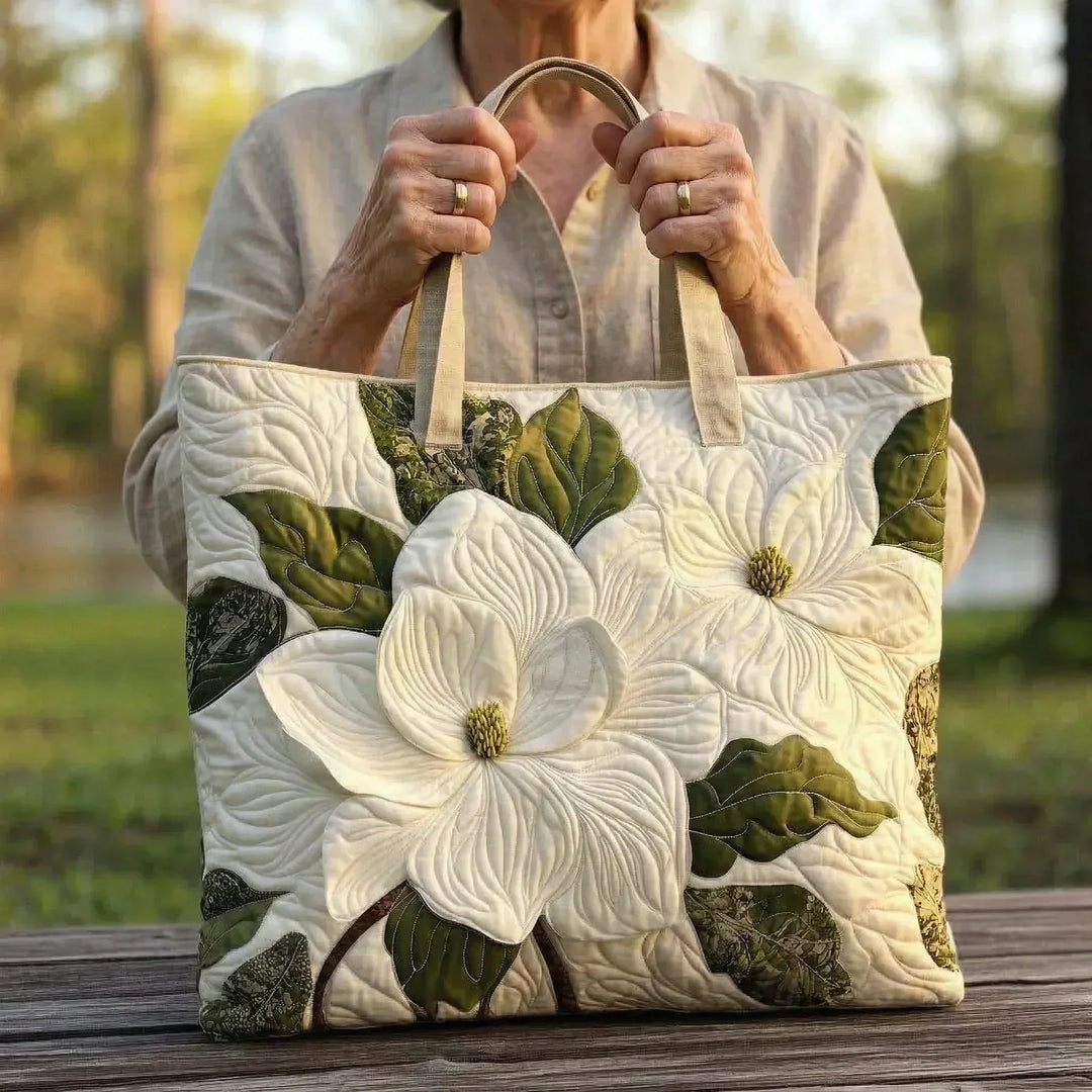 Bolso Artesanal – Elegantes Lirios Blancos