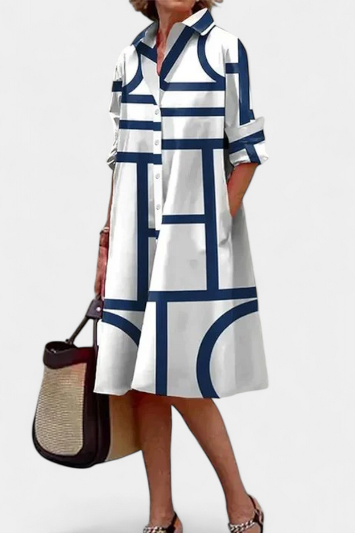 Vestido de Algodón Larissa con Estampado Geométrico