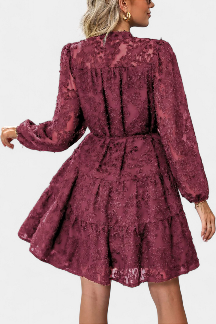 Vestido Camisa Soreia con Mangas Largas Texturizadas