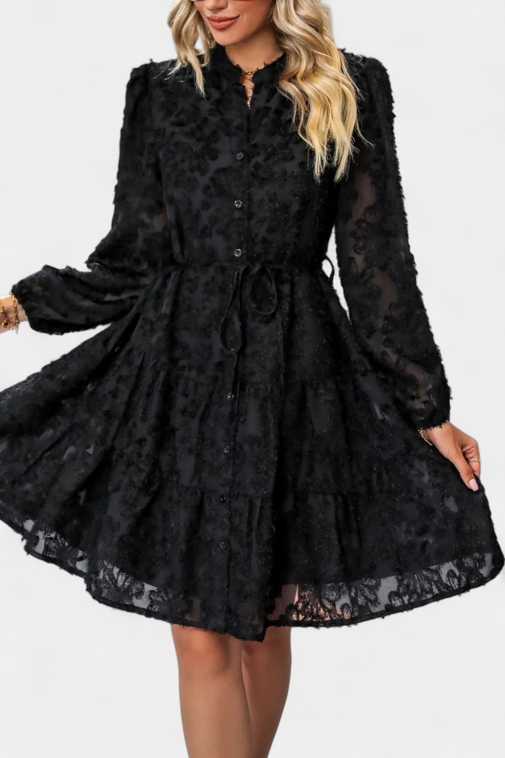 Vestido Camisa Soreia con Mangas Largas Texturizadas