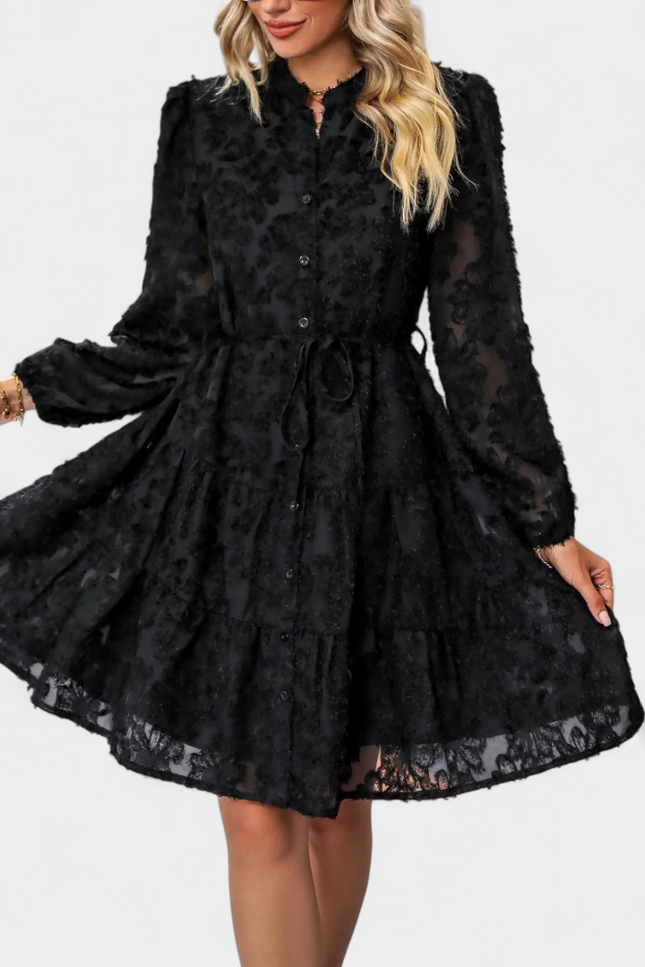 Vestido Camisa Soreia con Mangas Largas Texturizadas