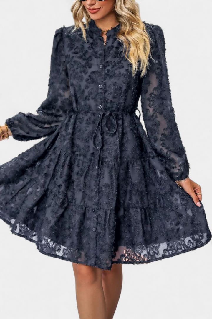 Vestido Camisa Soreia con Mangas Largas Texturizadas
