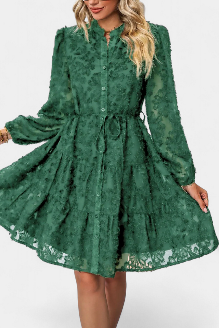 Vestido Camisa Soreia con Mangas Largas Texturizadas