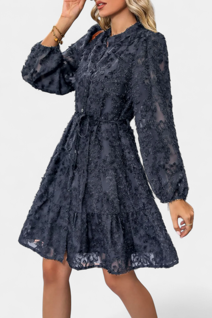 Vestido Camisa Soreia con Mangas Largas Texturizadas