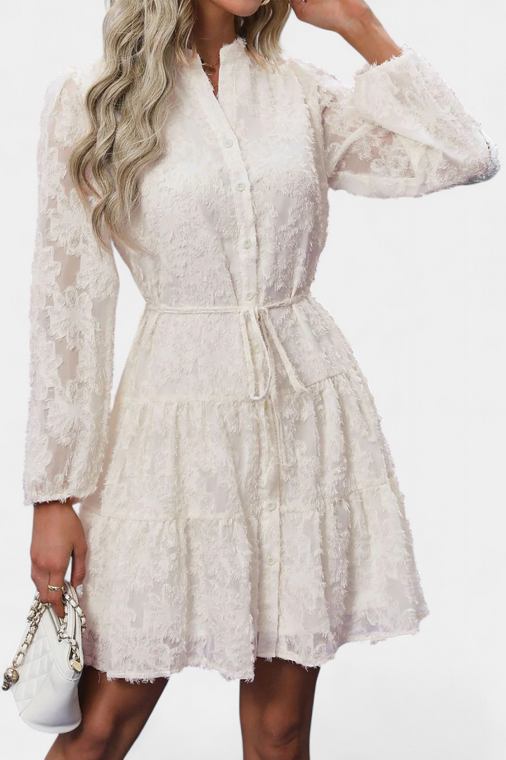 Vestido Camisa Soreia con Mangas Largas Texturizadas