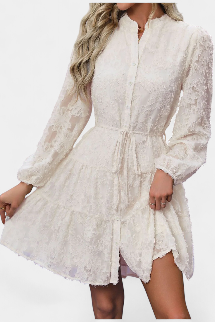 Vestido Camisa Soreia con Mangas Largas Texturizadas