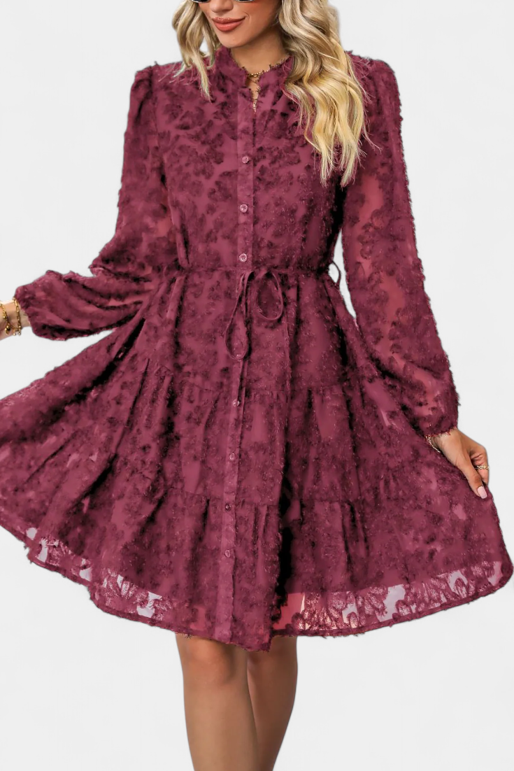 Vestido Camisa Soreia con Mangas Largas Texturizadas
