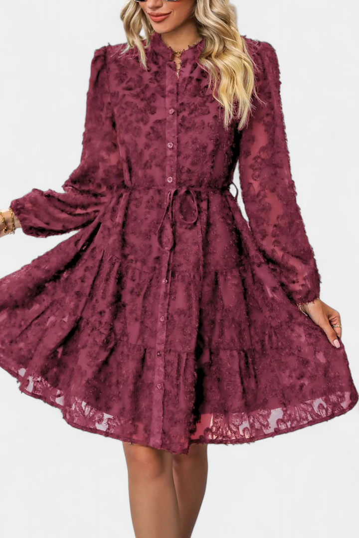 Vestido Camisa Soreia con Mangas Largas Texturizadas