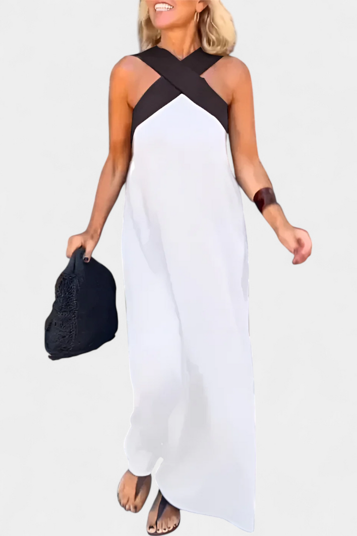 Vestido Edith con Cuello Cruzado y Espalda Abierta