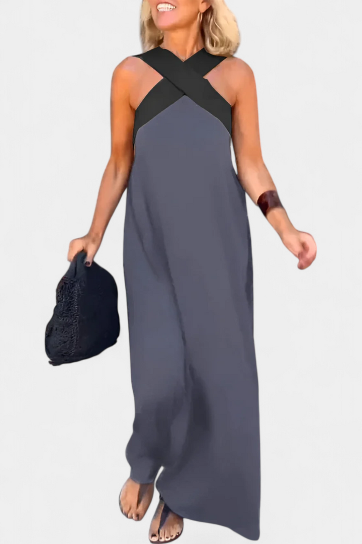 Vestido Edith con Cuello Cruzado y Espalda Abierta