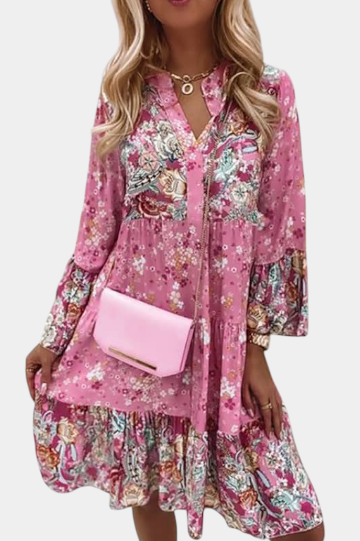 Vestido Boho Floral Mini A-Line Vera