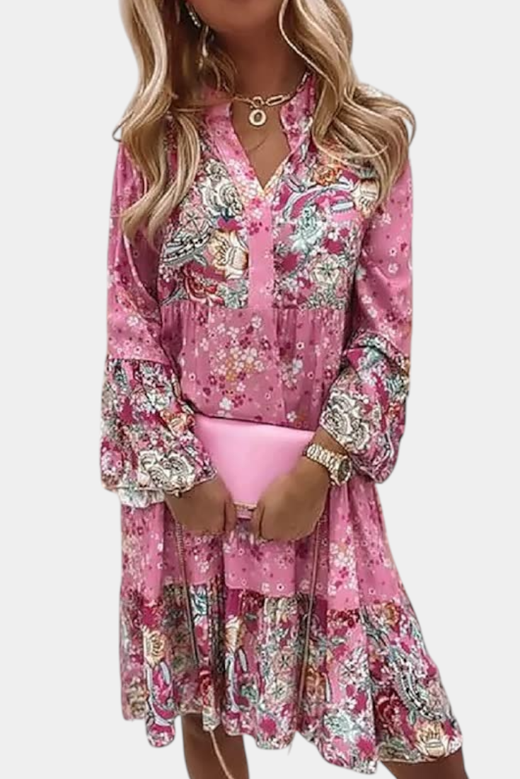 Vestido Boho Floral Mini A-Line Vera