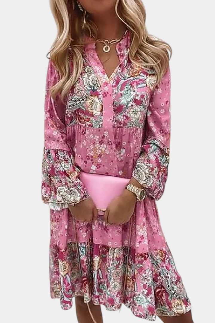 Vestido Boho Floral Mini A-Line Vera